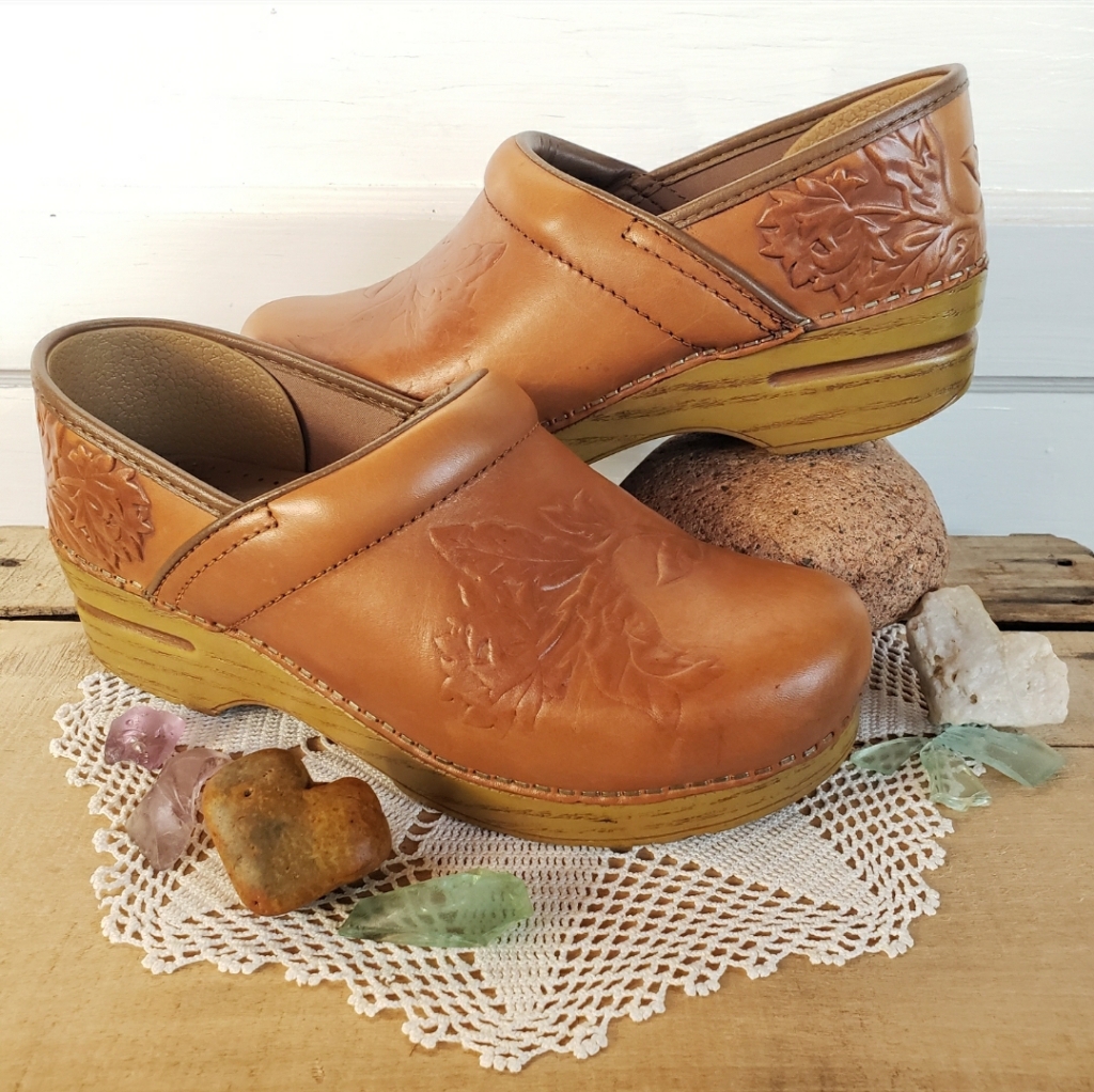 Flashsalethistle Honey Dansko Pro Clog Floral Embossed Cottage Boho Whimsy